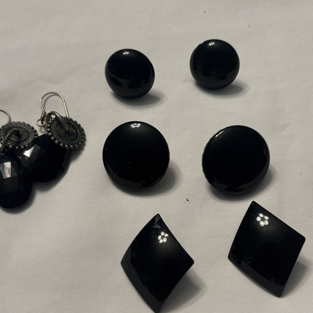 Elegant Black Earring Set Of 4- Pairs